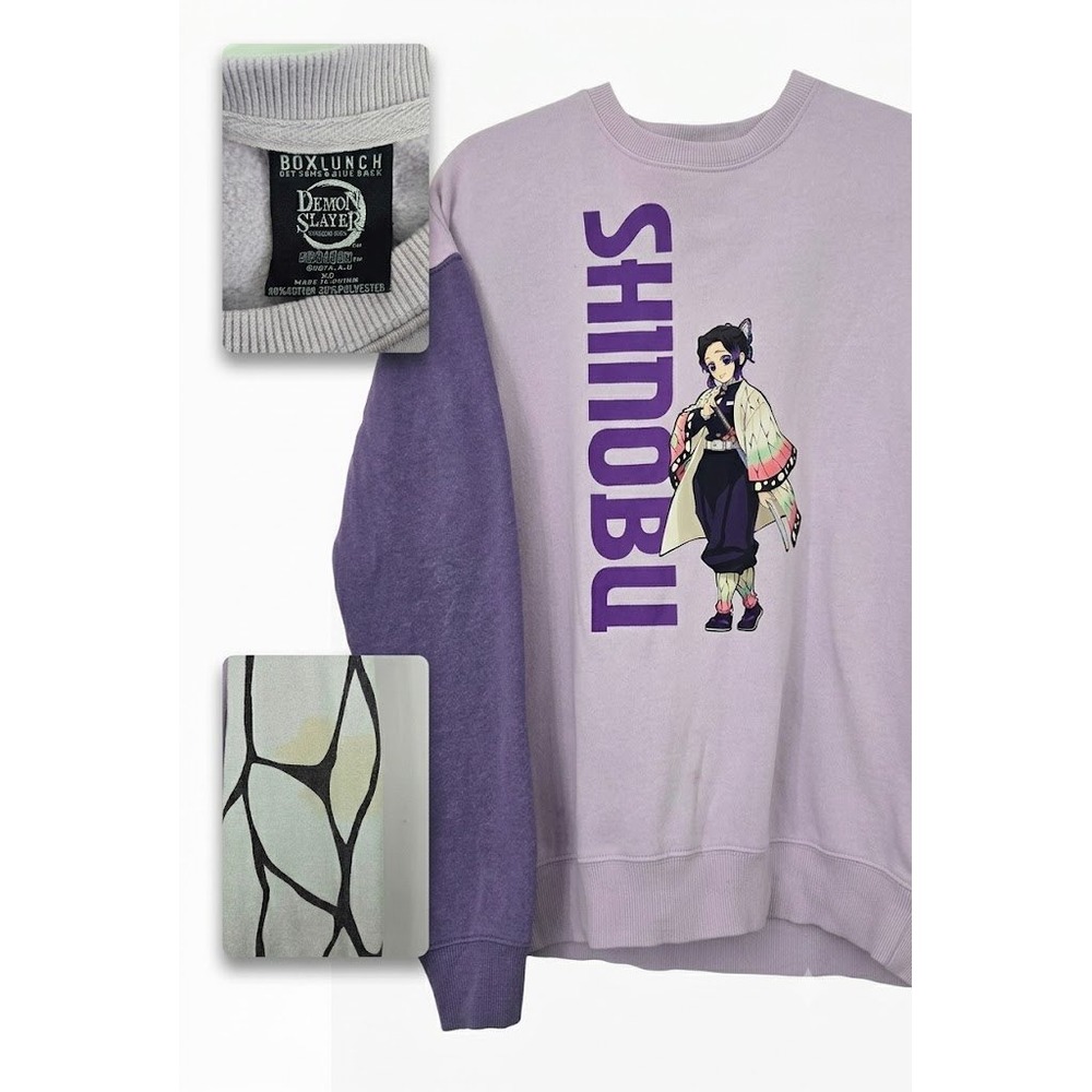 BoxLunch Demon Slayer Shinobu Crewneck Sweatshirt XS Colorblock Anime Graphic